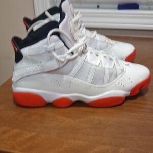 Jordan White and Red High-Top Sneakers